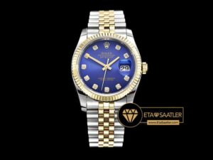 RDJ0268B - DateJust Jub Flt YGSS Dark Blue Diam BP A3135 Mod - 11.jpg